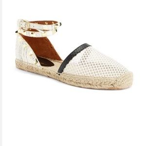 Rebecca Minkoff Espadrille Wraparound Flats Studded white Black Size 6